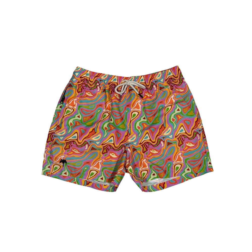OAS Mens Psychedelic Swirl Swim Trunks Multi-Color Size Small Fast Drying Sweden